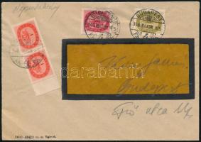 1946 (17. díjszabás) Budapest helyi nyomtatvány 4 db bélyeggel