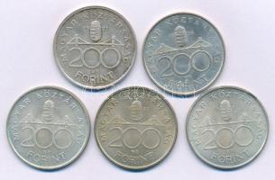 1992. 200Ft Ag "MNB" + 1993. 200Ft Ag "MNB" (3x) + 1994. 200Ft Ag "Deák" T:AU,XF patina, kis karc Adamo F13, F13.1
