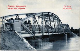 1907 Fogaras, Fagaras; Olt hídja. Fleissig Jakab kiadása / Alt Brücke / bridge (hullámos / wavy)