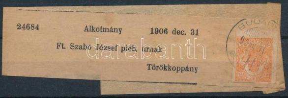 1906 Teljes címszalag Hírlapbélyeggel "BUDAPEST"