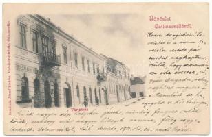 1901 Csíkszereda, Miercurea Ciuc; Vár utca, Friedmann kávéháza és cukrászdája, Szvoboda József üzlete és saját kiadása / street view, café and confectionery, shop (EB)