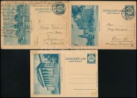 1931-1932 3 db A jelű díjjegyes levelezőlap, 2 futott