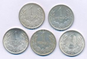 1926-1939. 1P Ag (5xklf) teljes sor! T:AU-VF közte patina, kis ph, kis karc
Adamo P6