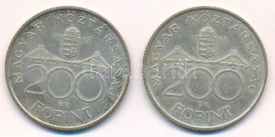 1994. 200Ft Ag "Deák" (2x) T:AU,XF patina Adamo F13.1