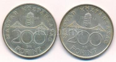 1994. 200Ft Ag "Deák" (2x) T:AU,XF patina Adamo F13.1