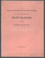 1943 A Magyar Bauxitbánya Rt. igazgatóságának üzleti jelentése az 1942. évi hatodik üzletévről. Bp., 1943, Stádium, 8 sztl. lev. Papírkötés, foltos borítóval.