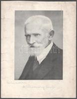 cca 1930-1940 Cholnoky Jenő (1870-1950) földrajztudós DEDIKÁCIÓJA egy őt ábrázoló nyomaton, sérült, ...