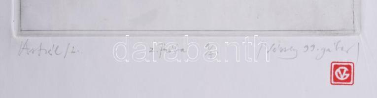 Véssey Gábor (1948-): Astrál, 1999. Hidegtű, papír, jelzett, 2. próbanyomat 4/4 számozással, 30×21 c...