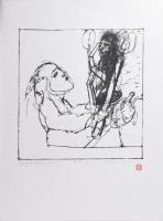 Véssey Gábor (1948-): Gyertyaláng II, 1999. Litográfia, papír, jelzett, próbanyomat 3/3 számozással,...