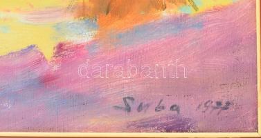 Suba Miklós (1929-): Kárpátaljai táj, 1977. Olaj, vászon. Jelzett. Fakeretben. 60×80 cm