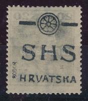 SHS 1918 Károly 20f, a hátoldalra is került felülnyomás Certificate: Zrinjscak Signed: Bodor