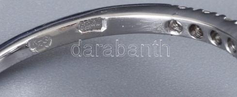 14 K fehérarany gyűrű brillekkel (0,43ct) és zafírral (1,16ct) TW, VS, jelzett, tanúsítvánnyal m: 55...