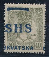 SHS 1918 Zita 40f eltérő Arató típusú, eltolódott felülnyomással Certificate: Zrinjscak Signed: Bodor