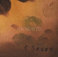 Olvashatatlan jelzéssel ( E Jäger?): Rózsák. Olaj, vászon. Dekoratív, kissé sérült fakeretben. 61×31...