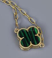 14 K arany nyaklánc malachittal, jelzett, tanúsítvánnyal br 4,9 g. nettó 4,5 g