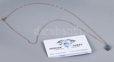 14 K arany nyaklánc medállal ausztrál opál 1ct és gyémánt 0,015 (cabochon, hollandi rózsa csiszolás), jelzett, tanúsítvánnyal br 3,03 g. nettó 4,5 g