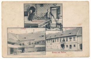 1917 Nagydisznód, Heltau, Cisnadie; Central Gasthof, Billiard Zimmer, Gasthof / Központi vendéglő, étterem, biliárdterem belső / restaurants, billiard room interior + "ZENSURIERT K.u.k. Militärzensur KOLOZSVÁR" (EB)