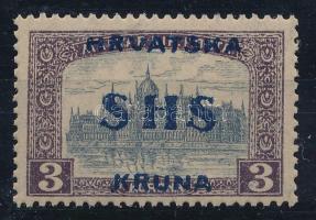 SHS 1918 Parlament 3K eltérő Parlament 10K típusú felülnyomással, Krune helyett Kruna Certificate: Zrinjscak Signed: Bodor
