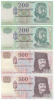 1998. 200Ft "FC" + 200Ft "FF" + 2006. 500Ft "A forradalom 50. évfordulója 1956. október 23." (2x) "EB" T:XF-VF