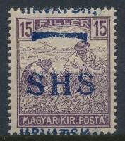 SHS 1918 Arató 15f látványosan elcsúszott felülnyomással Certificate: Zrinjscak Signed: Bodor
