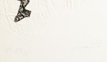 Szőcs Géza (1967-): Alak (olvashatatlan címmel). Rézkarc, dombornyomat, papír, jelzett, művészpéldán...