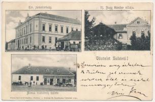 1904 Zsibó, Jibou; Kir. Járásbíróság, Ifj. Nagy Sándor villája, Merza Testvérek üzlete és saját kiadása. Kalmár M. fényképész felvétele után / district court, villa, publisher's shop (kis szakadás / small tear)