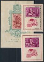 1939 Bethlen vágott blokk + 1949 Puskin fogazott és vágott blokk (**13.000)