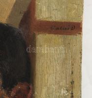 Palcsó Dezső (1887-1966): Önarckép festőecsettel. Olaj, karton, jelezve jobbra fent, apró sérüléssel...