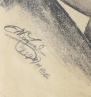 Olvashatatlan jelzéssel: Elegáns úr portréja, 1939. Ceruza, papír. Kissé foltos. Gyűrődésekkel, laps...