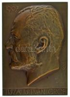 Beck Ötvös Fülöp (1873-1945) 1907. "Tisza István gróf" egyoldalas bronz plakett (76x54mm) T:AU,XF Hungary 1907. "Tisza István gróf" one-sided bronze plaque. Sign.: Fülöp Beck Ötvös (76x54mm) C:AU,XF HP 866.