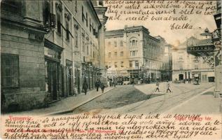 1912 Temesvár, Timisoara; Szent György tér, Böckl János, Andris Ulrik, Probst Adolf utódai üzlete, szálloda. Nachbargauer János kiadása / square, shops, hotel (fl)