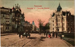 1911 Temesvár, Timisoara; Hunyady út, paloták / street view, palaces