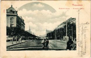1901 Temesvár, Timisoara; Kossuth utca / street view (kis szakadás / small tear)