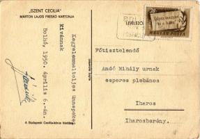 1950 Szent Cecília. Márton Lajos freskó kartonja. A Budapesti Cecília-kórus kiadása, Klösz (Budapest...