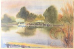 Ledniczky Gyula (1921-1993): "Közeleg a vihar" (Soroksári Duna?). Akvarell, papír, jelezve jobbra lent. Üvegezett fakeretben, 35x52,5 cm