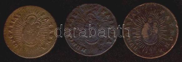 1763,1765,1766 Rézdénár (3x) M.Theresia T:3/4+