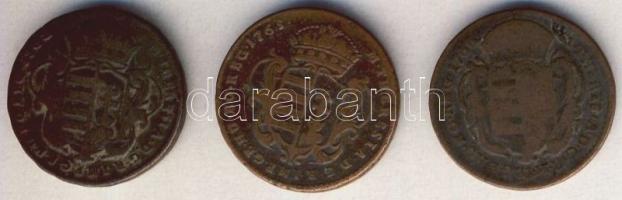 1763,1765,1766 Rézdénár (3x) M.Theresia T:3/4+
