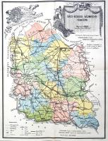 [Térkép] Bács-Bodrog vármegye térképe. Kidolgozta: Dekonszky György. Mérték: 1:450,000. (1942). Újvidék, 1942. Aba Sándor - Pallas Litográfiai Műintézet, Nagyvárad. Színes térkép, mérete: 390x290 mm egy 410x315 méretű térképlapon.  Közigazgatási és közlekedésföldrajzi térképünk Bács-Bodrog vármegye közigazgatási beosztásának egy rövid ideig, mindössze három évig, 1941-1944 között fennálló változatát mutatja be. A trianoni döntés után Bács-Bodrog vármegye területének túlnyomó (80%-a) az újonnan felálló Szerb-Horvát-Szlovén Királysághoz került, az 1923-as megyerendezés során a határ innenső oldalán maradt három járásból szervezték meg a megcsonkított Bács-Bodrog vármegyét, Bajára helyezett székhellyel. A megye az 1941. évi délvidéki katonai hadműveletek legnagyobb nyertesének számított: visszanyerte teljes területét, melynek lakossága azonban csak részben volt magyar nemzetiségű vagy érzelmű, ez pedig kódolta az elkövetkező évek tragikus fordulatait (újvidéki vérengzés, bácskai népirtás). Térképünk a megye teljes történelmi területét ábrázolja, a helyreállított járásbeosztás színkódolás szerint szerepel. Dokumentumunk ezen kívül a vármegye vasút- és közúthálózatát, településhálózatát, erős vízrajzi és (síksági alkata miatt) gyér domborzati részletekkel. Jelmagyarázat alul, címfelirat a jobb felső sarokban, tőle balra a megye címere lebeg, a Magyar Hiszekegy szövegével kiegészítve. Jó állapotú lap, halvány hajtásnyomokkal.