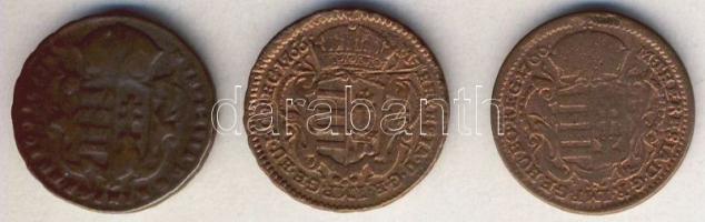 1763,1766 Rézdénár (3x) M.Theresia T:3/4+