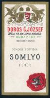 ca 1910 Dobos C. József Somlyó dekoratív fehérbor borcímke. Szép állapotban