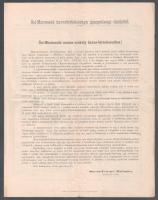1892 Ősi Marosszék (Erdély) havasbirtokossága igazgatósági elnöke beszámolója a nemes székely szovátai határ havas-bortokosaihoz 4p. hajtva, postán elküldve