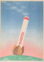 ca 1930 Nikotex dohány és cigaretta, art deco stílusú reklámplakát kisplakát, kartonon, sign: Koppány. Klösz nyomda, hátoldalán foltokkal 17x24 cm
