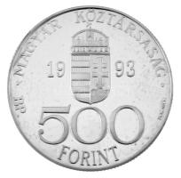 1993. 500Ft Ag "Integráció az EU-ba - ECU" kapszulában, tanúsítvánnyal, műanyag dísztokban T:PP Adamo EME34