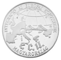 1993. 500Ft Ag "Integráció az EU-ba - ECU" kapszulában, tanúsítvánnyal, műanyag dísztokban...