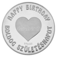 DN "Boldog születésnapot - Happy Birthday" kétoldalas, egyik oldalán zománcozott, jelzett ...