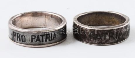 2 db I. világháborús, Pro Patria 1914 jelzésű ezüst belsejű gyűrű