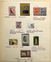 Zeneszerzők motívum gyűjtemény maradvány albumban, több száz darab bélyeg