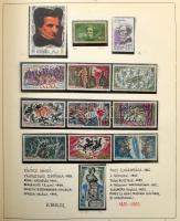 Zeneszerzők motívum gyűjtemény maradvány albumban, több száz darab bélyeg