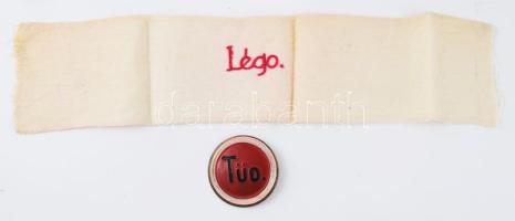 II. világháború magyar légoltalmi karszalag + légoltalmi Tűzoltó kitűző d: 6 cm, fém