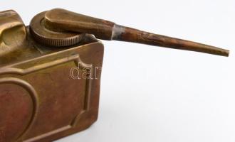 cca 1940 II. világháborús magyar katonai géppuska olajozó. Patent Krolupper. repedéssel. 14 cm / Mac...